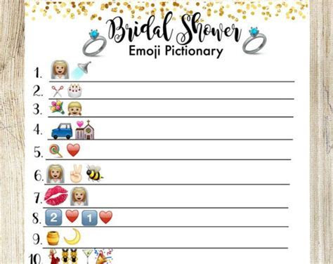 Bridal Shower Pictionary Emoji Game. Bridal Shower Game Bridal Shower Pictionary Emoji Game. Bridal Shower Game