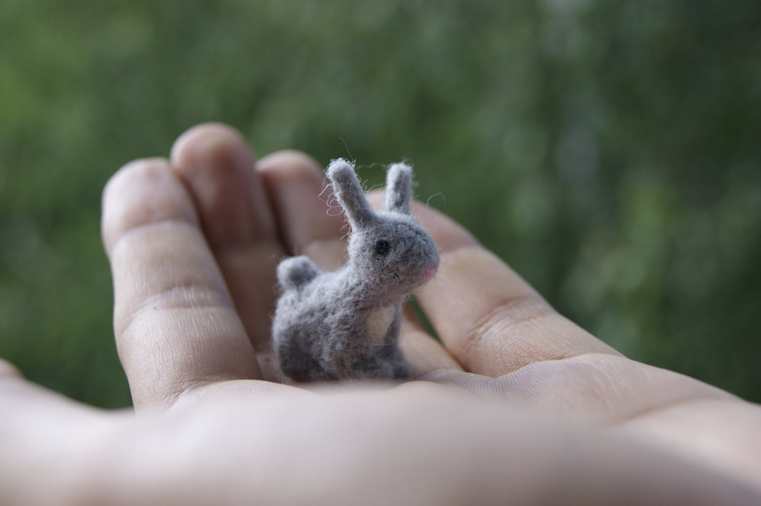Felt rabbit, super tiny, felted grey rabbit , felt toy, soft sculpture, felt animal, pet miniature, natural toy - RutaFelt Felt rabbit, super tiny, felted grey rabbit , felt toy, soft sculpture, felt animal, pet miniature, natural toy - RutaFelt