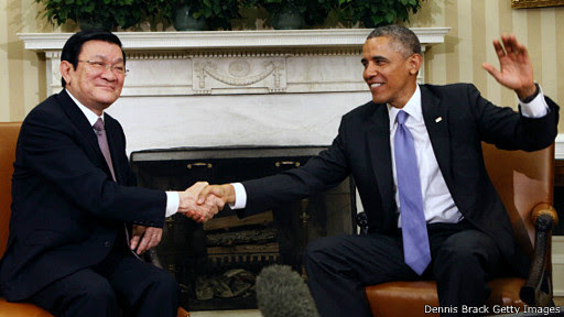 Hai ông Obama và Trương Tấn Sang ở Nhà Trắng 