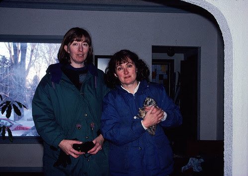 Billie Anderson and me with Boreal Owl