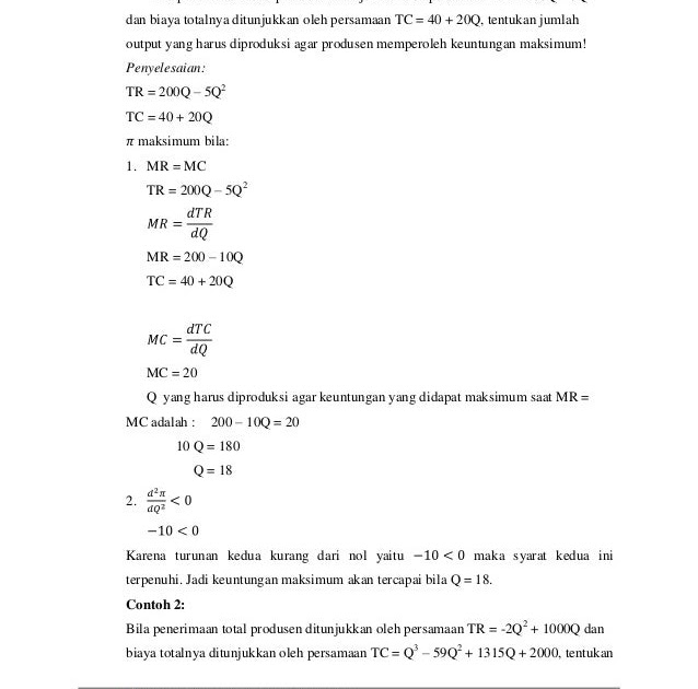 Contoh Soal Laba Maksimum Ekonomi Mikro Arasmi