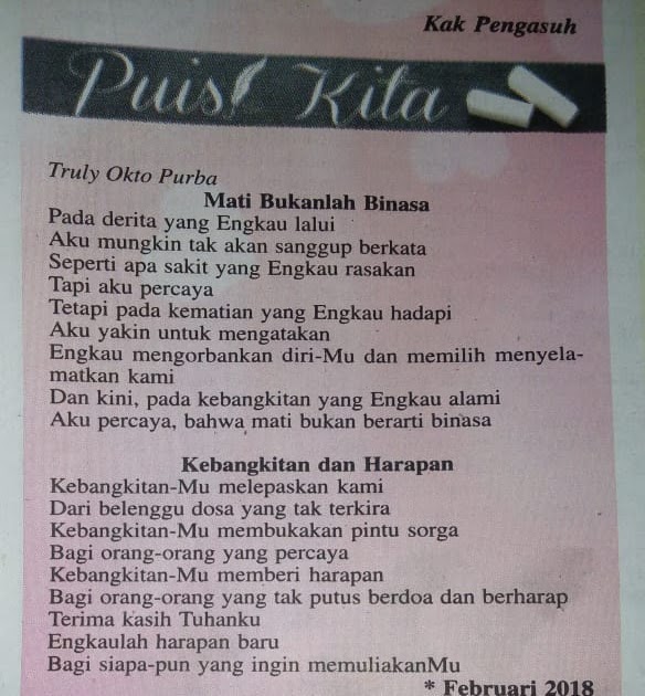 Contoh Puisi Agama Katolik Guru Paud