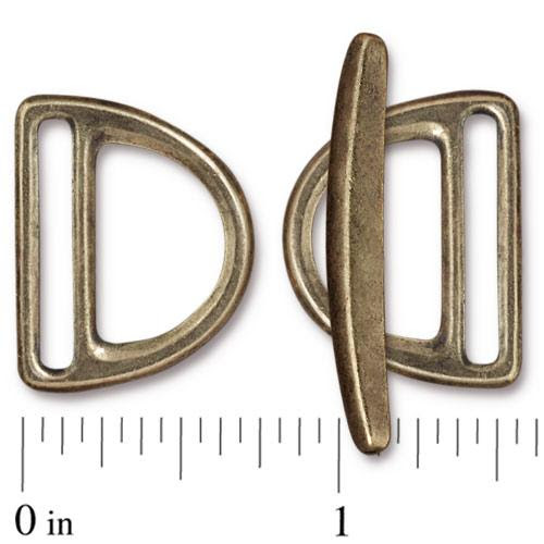 tc94-6191-27 Finding - Toggle Clasp - 24 mm Set - Slotted D rings and bar - Brass Oxide (1)