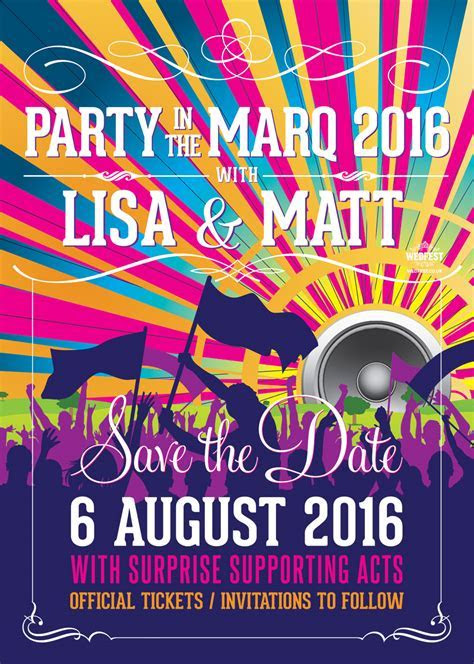 Festival Wedding Themed Save The Date Cards WEDFEST Festival Wedding Themed Save The Date Cards WEDFEST
