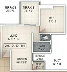 1 BHK Flat - 378 Carpet + Terrace - B Building - Windsor County Ambegaon Budurk Pune 411046