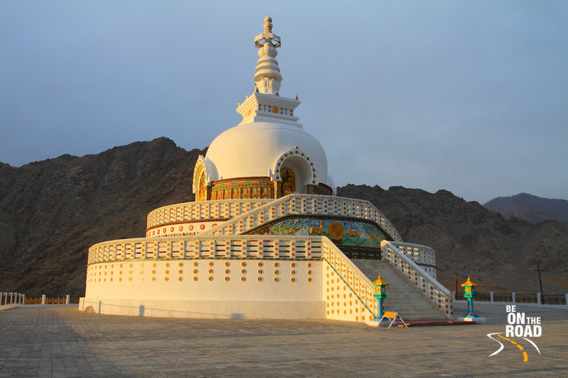 Shanti Stupa during sunset