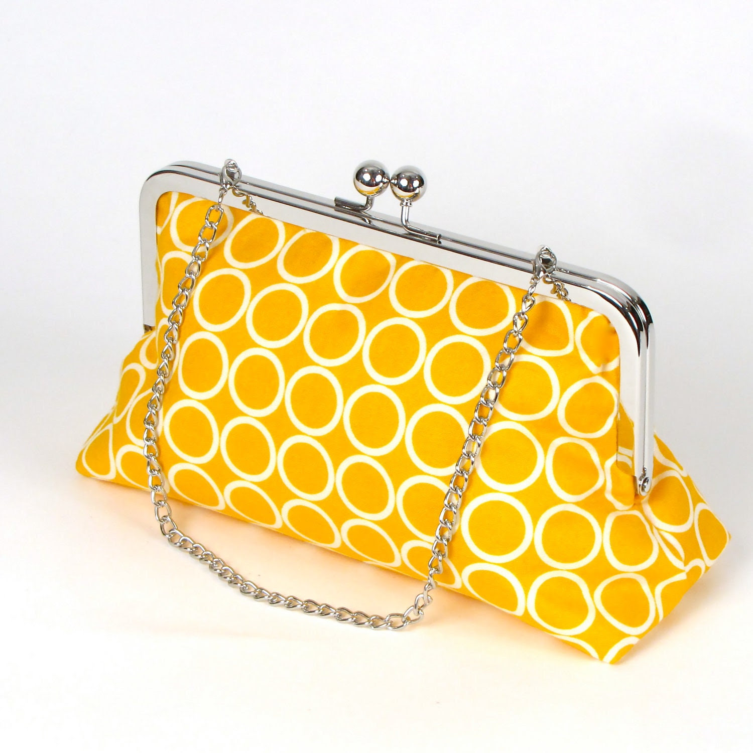 Yellow and White Circles Clutch YELLOW CLUTCH - MiCasaBella Yellow and White Circles Clutch YELLOW CLUTCH - MiCasaBella