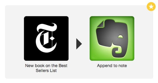 IFTTT recipe - append new New York Times bestsellers to a single note on Evernote