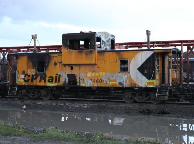 Burnt caboose CP 434604 near Calgary AB