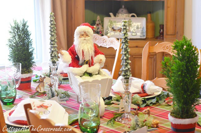 Gardening Santa Tablescape - Cottage at the Crossroads-How I Found My Style Sundays- Christmas Edition- From My Front Porch To Yours