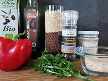 Verrine de quinoa rouge et blanc vegan vegetalien