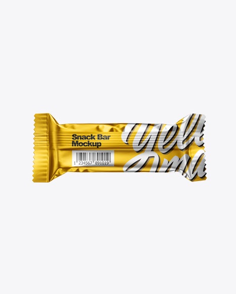 Download Download Psd Mockup Back View Bar Candy Chocolate Flow Pack Golden Layer Matte Metallic Mockup Pack Package Snack Wafer Waffle Psd PSD Mockup Templates