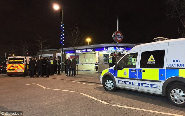 Police secured the scene of the attack at Leytonstone Underground station, pictured, earlier this evening