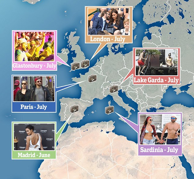 Localização, localização! O casal jet-setting foram vistos em uma variedade de locais em toda a Europa neste verão