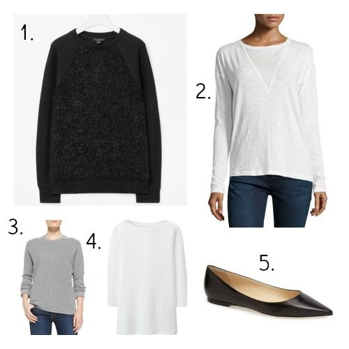 COS Sweatshirt - Velvet Top - Halston Heritage Sweater - Uniqlo Tee - Jimmy Choo Flats