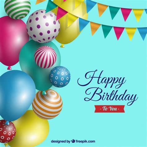 Birthday background with realistic balloons Vector Free Birthday background with realistic balloons Vector Free