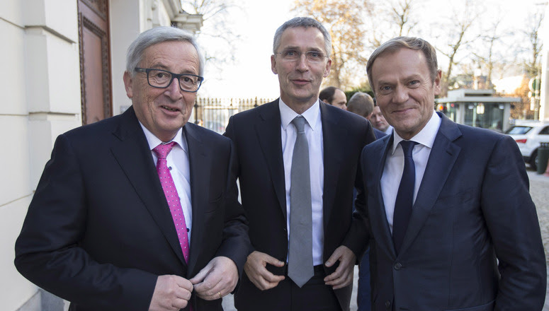 Jean-Claude Juncker, President of the European Commission, NATO Secretary General Jens Stoltenberg and Donald Tusk, President of the European Council