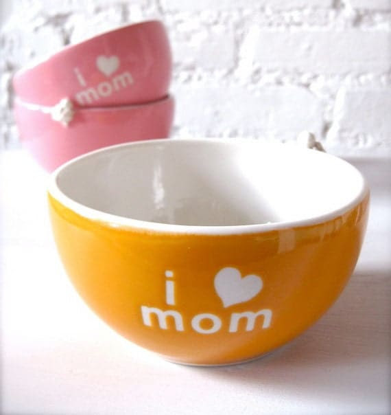 I Love Mom Angel Orange Bowl for Happy Mother's Day