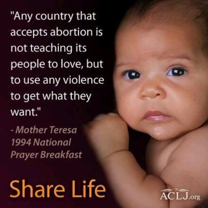 Image result for mother teresa quotes on abortion
