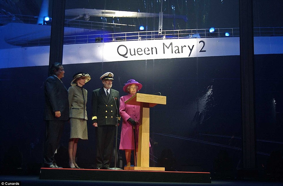 Queen Elizabeth II attended a ceremony when RMS Queen Mary 2, Cunard's flagship, entered into service in 2004