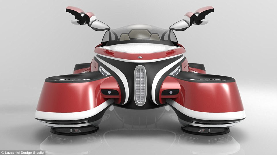 The Hover Coupe turns left and right by the release of the available air inside the turbines. To facilitate the stability of the vehicle while flying, additional adjustable flaps are located below the chassis of the jet car.
