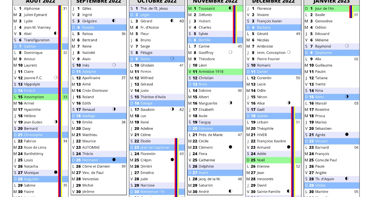 Calendrier 2022-2023 Excel Avec Vacances Scolaires - Calendrier Mensuel