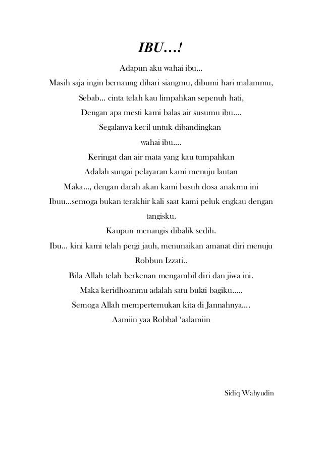 Puisi Ibu Sedih Singkat Koleksi Puisi