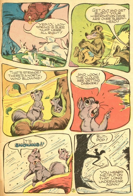 Ken Hultgren Groundhog Day 03 Cartoon bear birds squirrels and trees