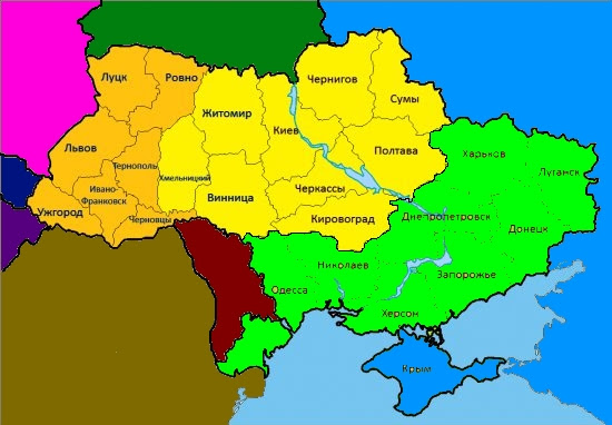 Юго восточные регионы россии. Карта Юго Востока Украины. Карта Украины с областями. Границы областей Украины. Карта России и Украины.