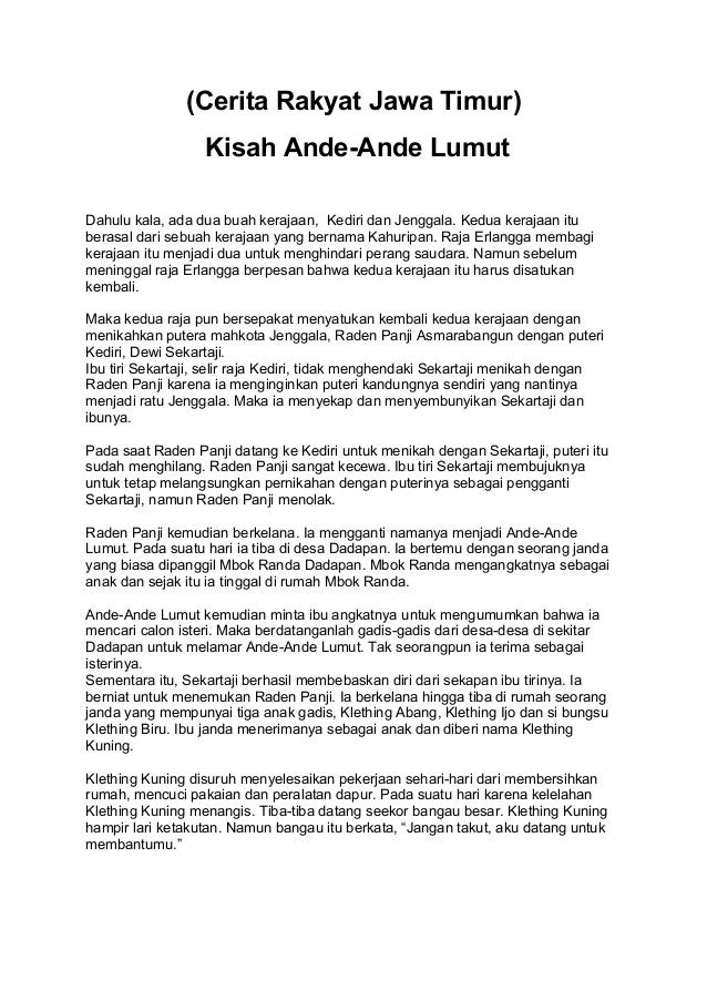 Teks Drama Ande Ande Lumut Bahasa Jawa Berbagai Teks Penting