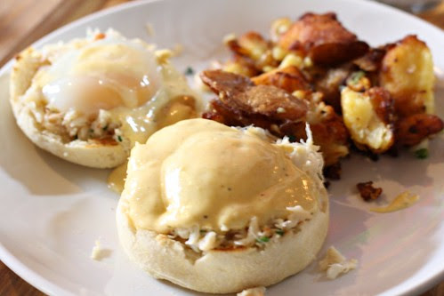 Peeky Toe Crab Benedict with One Hour Eggs, Old Bay Infused Hollandaise