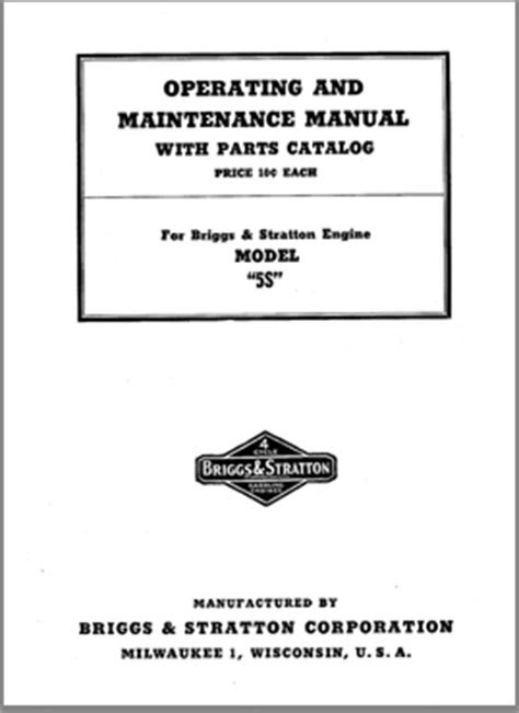 Briggs & Stratton 5S engine Parts / Operators Manual