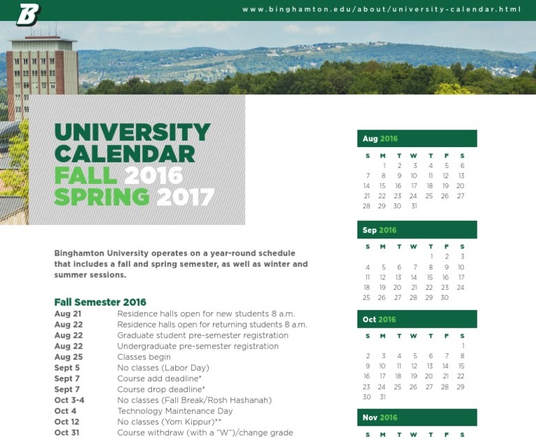 2021 Calendar Binghamton University Fall 2021 Calendar