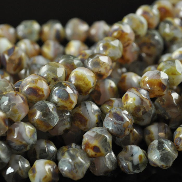 s43859 Glass - 8 mm Faceted Baroque Balls - Coconut Beach (25)