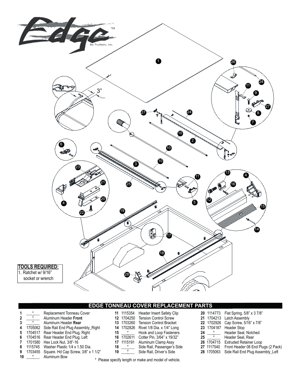 Tonneau Cover Parts Cars