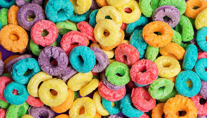 Fruit Loops cereal contains 41.1 percent sugar by weight.