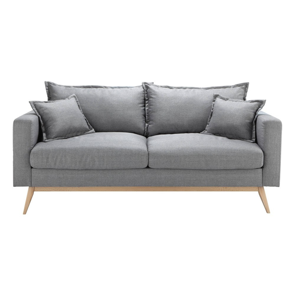 Sofa 3-Sitzer aus Stoff, hellgrau Duke | Maisons du Monde