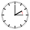 Diagram of a clock showing a transition from 3:00 to 2:00.