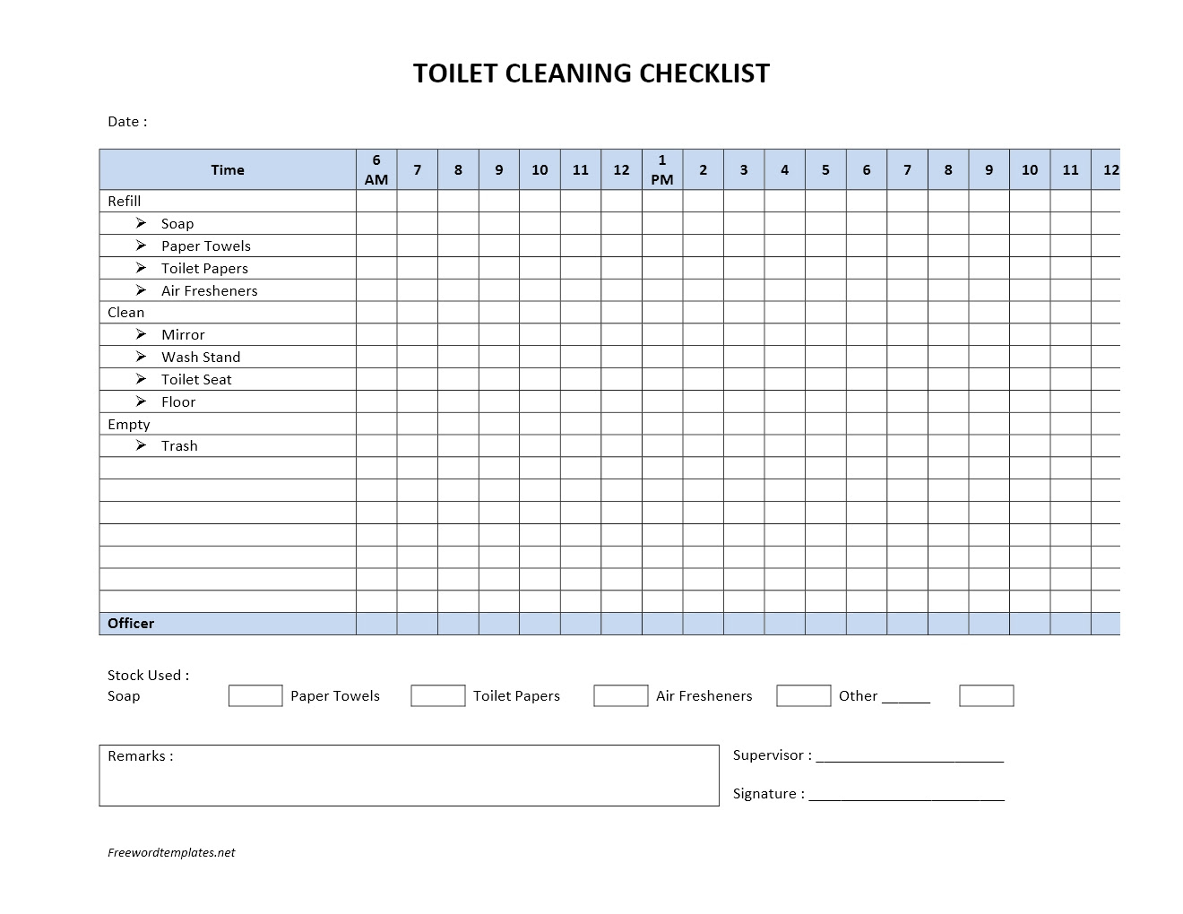 Form Checklist Kebersihan Toilet