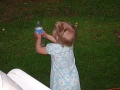 Evie catching water