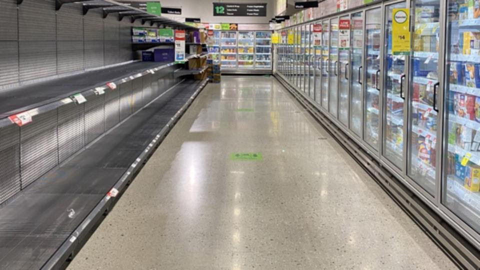 Supermarkets stripped bare as panic buyers hoard essential products