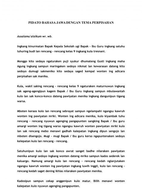 Pidato tentang perpisahan bahasa jawa
