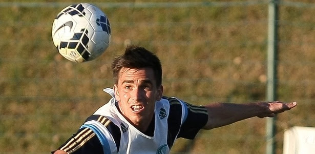 Pablo Mouche, jogador do Palmeiras, treina como titular