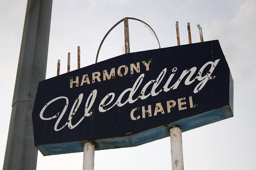 harmony wedding chapel neon sign