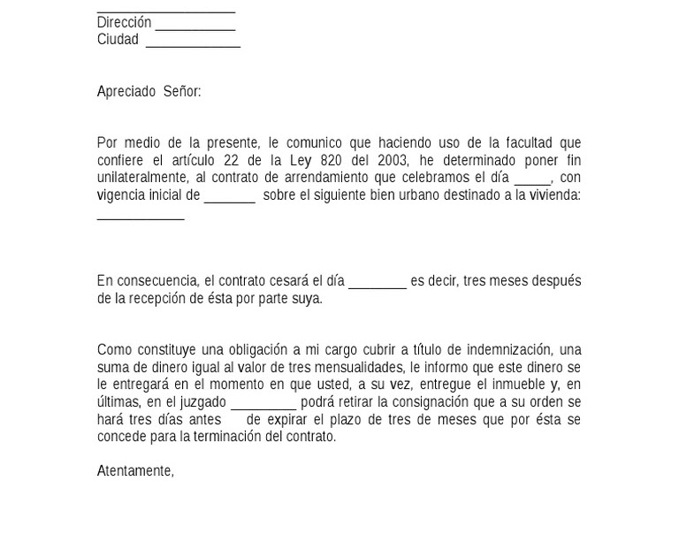 Carta De Aviso Terminacion De Contrato Laboral Sample Web M