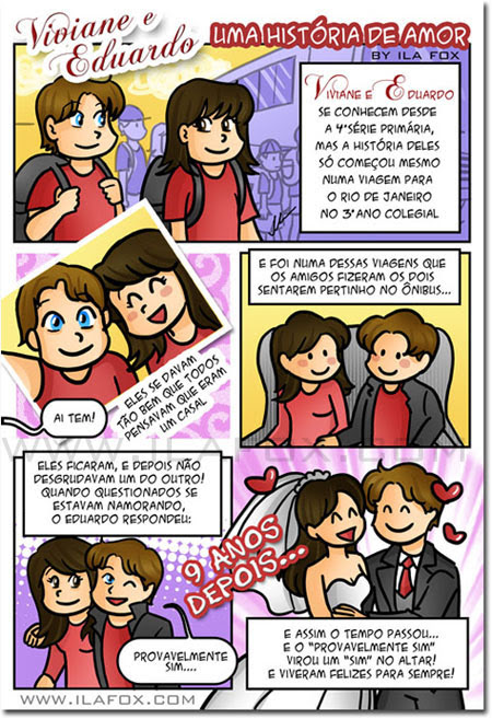 convite em história em quadrinhos personalizados para casamento, história noivinhos, Rio de Janeiro, by ila fox