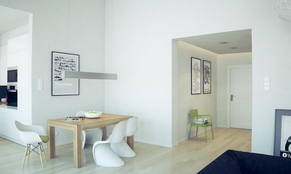 Nếu sở một căn hộ nhỏ hẹp, bạn có thể tận dụng góc chết trong nhà để bố trí nơi ăn uống cho cả nhà. 