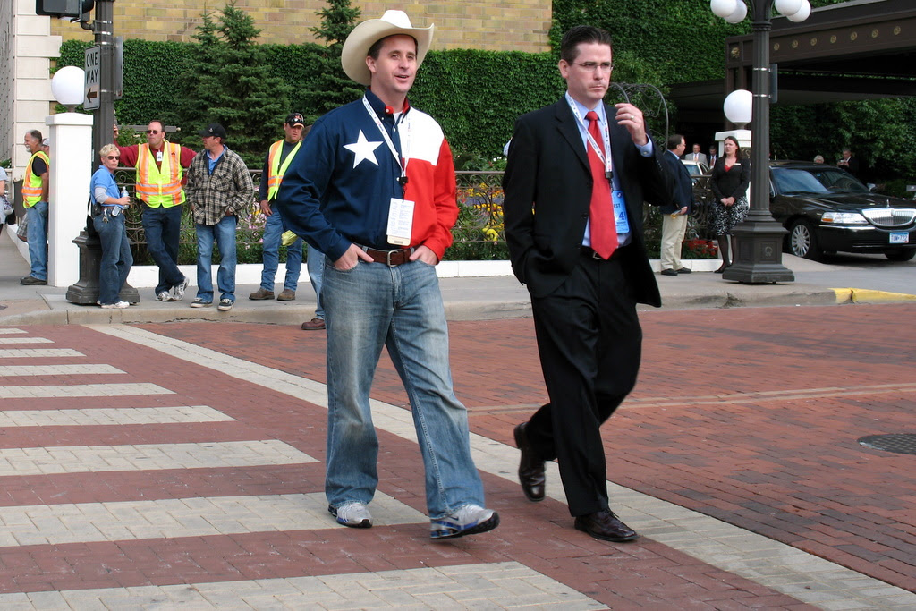 A delegate from the State of Texas during the republican national convention in St Paul.