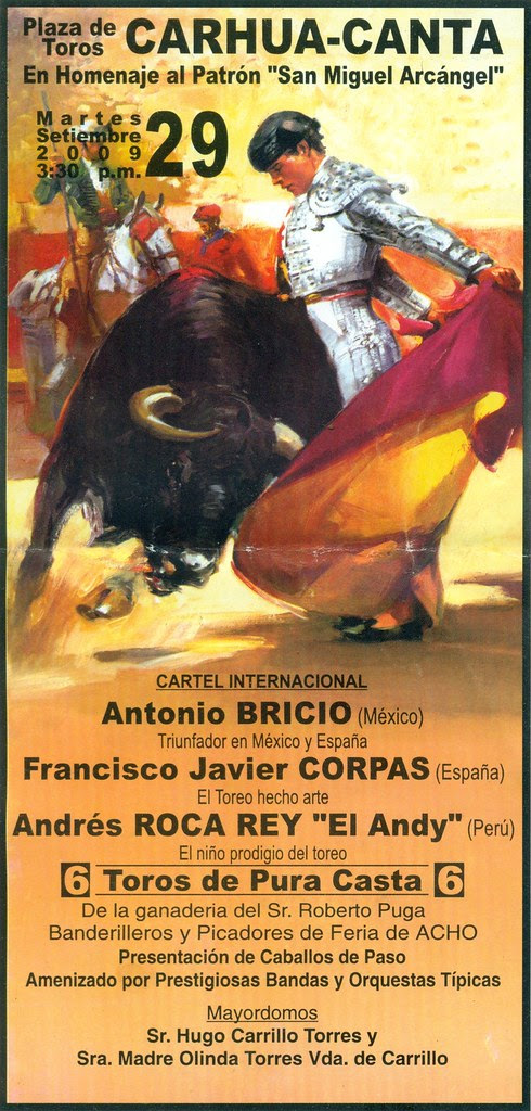 Cartel de corrida de toros en Carhua, Canta
