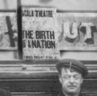 detail from the early photograph of 'The Railway Tavern', of a poseter for the Film 'Birth of a Nation'